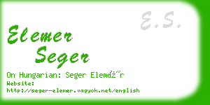 elemer seger business card